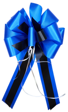 Load image into Gallery viewer, &quot;Back the Blue&quot; - First Responder Support Bow, Blue Ribbon with Narrower Black Styling Ribbon. Curling Ribbon Adds the Accents. 9&quot; Wide, 6&quot; tall with 14&quot; Tails
