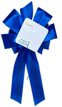 Load image into Gallery viewer, &quot;Back the Blue&quot; - First Responder Support Bow, Blue Ribbon with Narrower Black Styling Ribbon. Curling Ribbon Adds the Accents. 9&quot; Wide, 6&quot; tall with 14&quot; Tails
