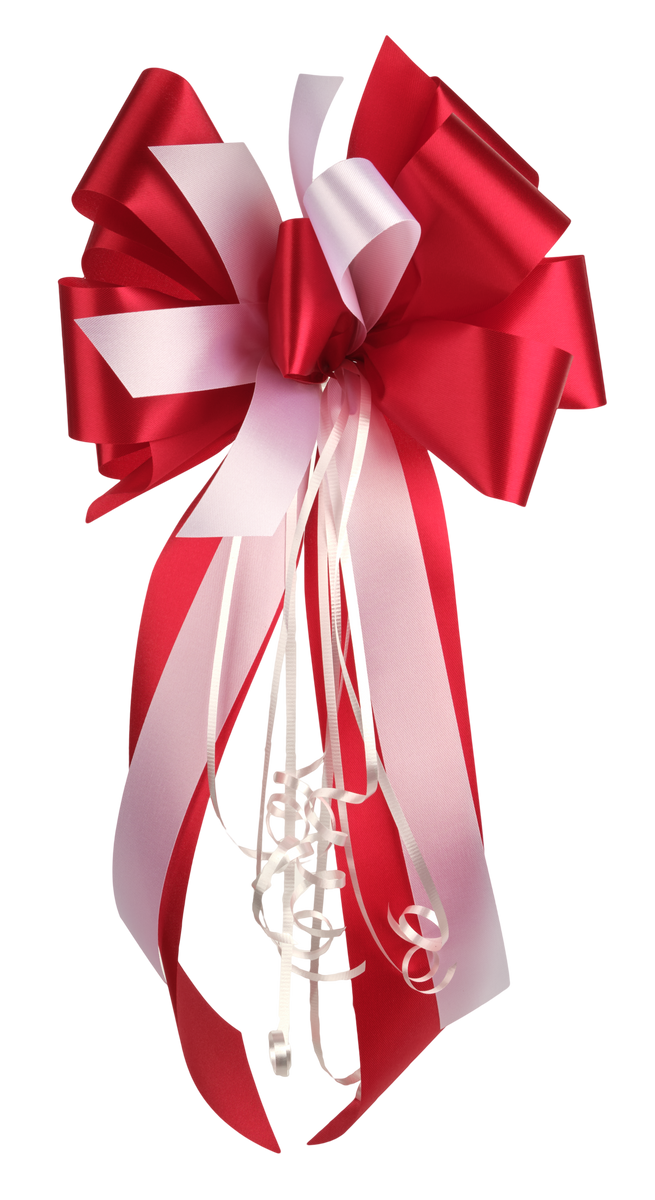 Red curling ribbon with snowflakes on white (2272176)