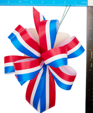 Load image into Gallery viewer, Patriotic Red, White & Blue Striped Bow, 8-Loops, Hand Tied