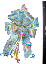 Load image into Gallery viewer, Welcome Baby Bows with Pink, Blue and Yellow Curling Ribbon Accents
