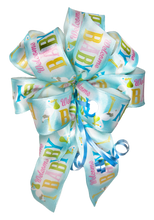 Load image into Gallery viewer, Welcome Baby Bows with Blue  Curling Ribbon Accents