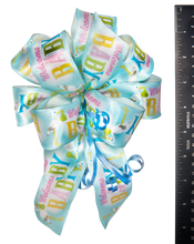 Load image into Gallery viewer, Welcome Baby Bows with Blue  Curling Ribbon Accents