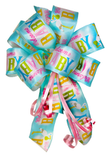 Load image into Gallery viewer, Welcome Baby Bows with Pink Curling Ribbon Accents