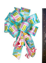 Load image into Gallery viewer, Welcome Baby Bows with Pink Curling Ribbon Accents