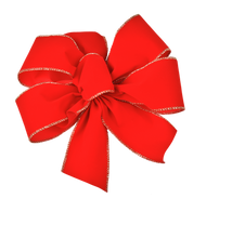 Load image into Gallery viewer, Holiday Bow, Budget Friendly, 4-Loops with a Center Loop, 7" wide by 10" long with two 4" tails. Red Velvet, Gold Wired Edge, waterproof polyester ribbon 2.4" wide. Shipped flat, easy to puff up.