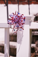 Load image into Gallery viewer, Patriot White Shear Bows with Red & Blue Glitter Stars