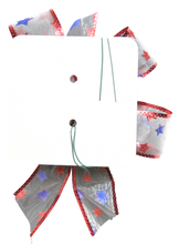 Load image into Gallery viewer, Patriot White Shear Bows with Red & Blue Glitter Stars