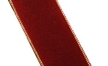 Load image into Gallery viewer, Ribbon, Burgundy Velvet with Gold Wired Edge, 2.3 inch wide
