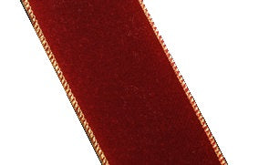 Ribbon, Burgundy Velvet with Gold Wired Edge, 2.3 inch wide